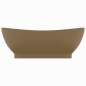 Preview:  Luxus-Waschbecken Überlauf Oval Matt Creme 58,5x39cm Keramik   