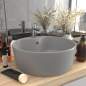 Preview:  Luxus-Waschbecken mit Überlauf Matt Hellgrau 36x13 cm Keramik