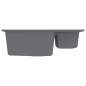 Preview: Küchenspüle mit Überlauf Doppelbecken Grau Granit