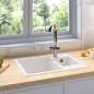 Preview: Küchenspüle mit Überlauf Doppelbecken Weiß Granit