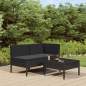 Preview:  3-tlg. Garten-Lounge-Set mit Auflagen Poly Rattan Schwarz
