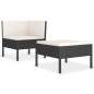 Preview:  2-tlg. Garten-Lounge-Set mit Auflagen Poly Rattan Schwarz