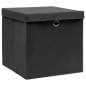 Preview: 325190  Storage Boxes with Covers 10 pcs 28x28x28 cm Black