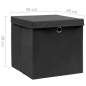 Preview: 325190  Storage Boxes with Covers 10 pcs 28x28x28 cm Black