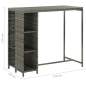 Preview:  Bartisch mit Regal Grau 120x60x110 cm Poly Rattan  