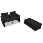 Preview: 3-tlg. Garten-Lounge-Set mit Auflagen Poly Rattan Schwarz