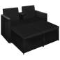 Preview: 3-tlg. Garten-Lounge-Set mit Auflagen Poly Rattan Schwarz