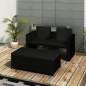 Preview: 3-tlg. Garten-Lounge-Set mit Auflagen Poly Rattan Schwarz