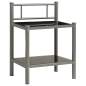 Preview:  Nachttisch Grau und Schwarz 45x34,5x60,5 cm Metall und Glas