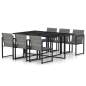 Preview:  7-tlg. Garten-Essgruppe mit Kissen Poly Rattan Grau