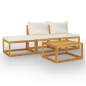 Preview:  4-tlg. Garten-Lounge-Set mit Auflagen Creme Massivholz Akazie