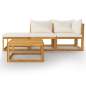 Preview:  4-tlg. Garten-Lounge-Set mit Auflagen Creme Massivholz Akazie