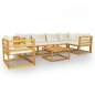 Preview:  7-tlg. Garten-Lounge-Set mit Auflagen Creme Massivholz Akazie