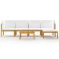Preview:  6-tlg. Garten-Lounge-Set mit Kissen Cremeweiß Massivholz Akazie