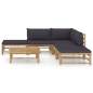 Preview:  6-tlg. Garten-Lounge-Set mit Dunkelgrauen Kissen Bambus