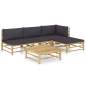 Preview:  5-tlg. Garten-Lounge-Set mit Dunkelgrauen Kissen Bambus
