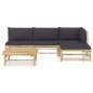Preview:  5-tlg. Garten-Lounge-Set mit Dunkelgrauen Kissen Bambus