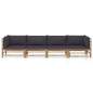 Preview:  4-tlg. Garten-Lounge-Set mit Dunkelgrauen Kissen Bambus