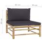 Preview:  4-tlg. Garten-Lounge-Set mit Dunkelgrauen Kissen Bambus