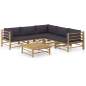 Preview:  6-tlg. Garten-Lounge-Set mit Dunkelgrauen Kissen Bambus