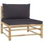 Preview:  6-tlg. Garten-Lounge-Set mit Dunkelgrauen Kissen Bambus
