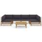 Preview:  7-tlg. Garten-Lounge-Set mit Dunkelgrauen Kissen Bambus