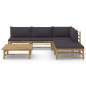 Preview:  6-tlg. Garten-Lounge-Set mit Dunkelgrauen Kissen Bambus