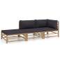 Preview:  3-tlg. Garten-Lounge-Set mit Dunkelgrauen Kissen Bambus