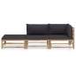 Preview:  3-tlg. Garten-Lounge-Set mit Dunkelgrauen Kissen Bambus