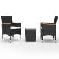 Preview:  3-tlg. Bistro-Set Poly Rattan und Hartglas Schwarz 