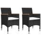 Preview:  3-tlg. Bistro-Set Poly Rattan und Hartglas Schwarz 