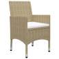 Preview:  3-tlg. Bistro-Set Poly Rattan und Hartglas Beige