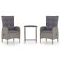 Preview:  3-tlg. Bistro-Set Poly Rattan und Glas Grau
