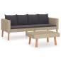 Preview:  2-tlg. Garten-Lounge-Set mit Auflagen Poly Rattan Beige