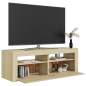 Preview: TV-Schrank mit LED-Leuchten Sonoma-Eiche 120x35x40 cm