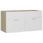 Preview:  Waschbeckenunterschrank Weiß Sonoma-Eiche 90x38,5x46 cm