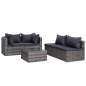 Preview:  7-tlg. Garten-Lounge-Set mit Kissen Poly Rattan Grau