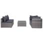 Preview:  7-tlg. Garten-Lounge-Set mit Kissen Poly Rattan Grau