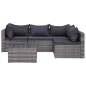 Preview:  7-tlg. Garten-Lounge-Set mit Kissen Poly Rattan Grau