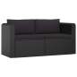 Preview:  7-tlg. Garten-Lounge-Set mit Auflagen Poly Rattan Schwarz