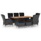 Preview:  9-tlg. Garten-Essgruppe mit Auflagen Poly Rattan Dunkelgrau