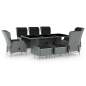 Preview:  9-tlg. Garten-Essgruppe mit Auflagen Poly Rattan Hellgrau
