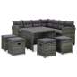 Preview:  6-tlg. Garten-Lounge-Set mit Auflagen Poly Rattan Grau