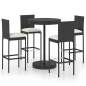 Preview:  5-tlg. Gartenbar-Set mit Kissen Poly Rattan Schwarz