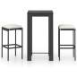 Preview:  3-tlg. Gartenbar-Set mit Kissen Poly Rattan Schwarz