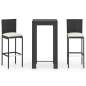 Preview:  3-tlg. Gartenbar-Set mit Kissen Poly Rattan Schwarz