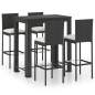 Preview:  5-tlg. Gartenbar-Set mit Kissen Poly Rattan Schwarz