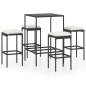 Preview: 5-tlg. Gartenbar-Set mit Kissen Poly Rattan Schwarz