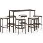 Preview: 7-tlg. Gartenbar-Set mit Kissen Poly Rattan Braun