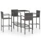 Preview: 5-tlg. Gartenbar-Set Poly Rattan Grau